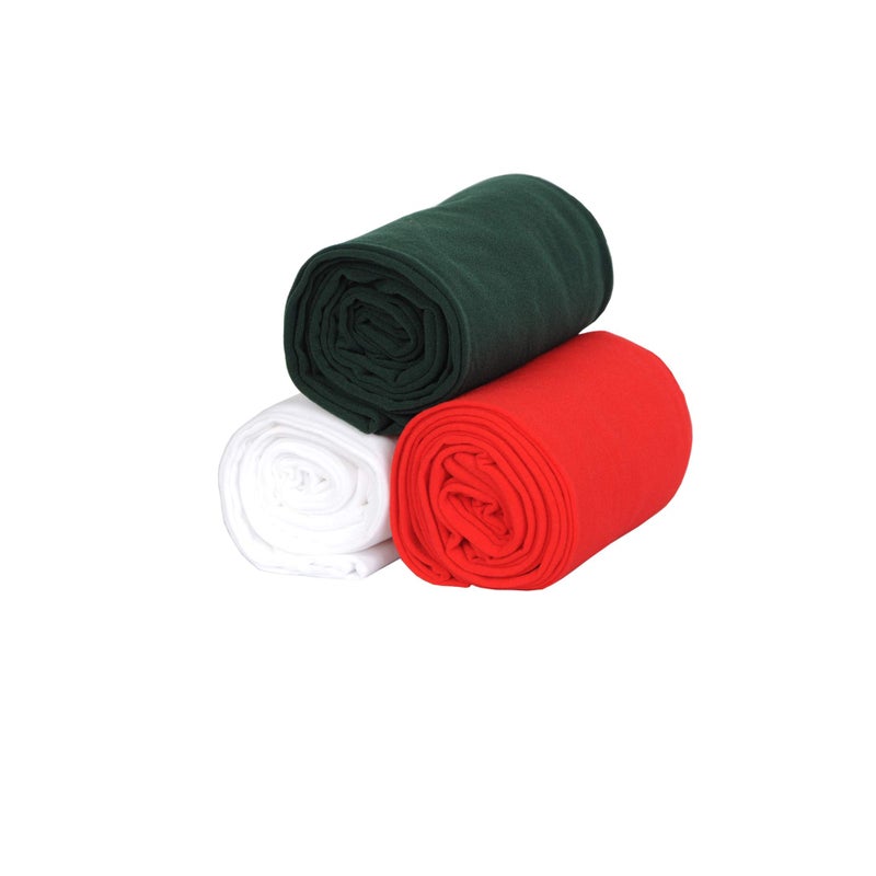 EVERSWE 3 Pairs Pack Girls Microfiber Tights Multiple Colors (Red/Dark Green/White, 6-8) - Image 1